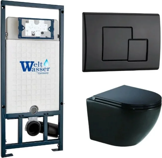 Инсталляция комплект WeltWasser MM50786 MARBERG 507 + MERZBACH 043 GL-BL + MAR 507 SE MT-BL черный