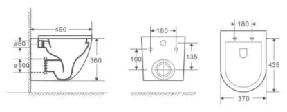 Унитаз подвесной WeltWasser WW MERZBACH 043 GL-BL 49х36х37см черный