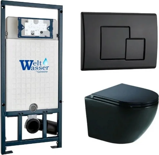 Инсталляция комплект WeltWasser MM50786 MARBERG 507 + MERZBACH 043 GL-BL + MAR 507 SE MT-BL черный