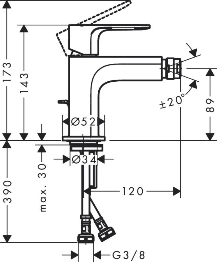 Смеситель для биде Hansgrohe Rebris S 72210670 черный