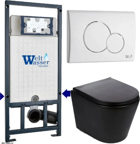Инсталляция комплект WeltWasser MS50744 MARBERG 507 + SALZBACH 043 MT-BL + MAR 507 RD GL-WT черный