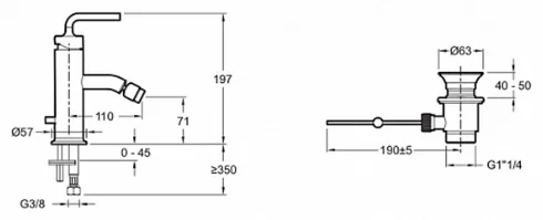 Смеситель для биде Jacob Delafon Purist E14434-4A-CP хром
