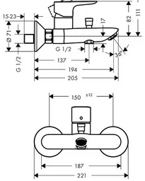 Смеситель для ванны Hansgrohe Talis E 71740700 белый