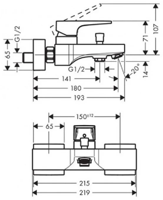 Смеситель для ванны Hansgrohe Metropol 74540000 хром купить,291238