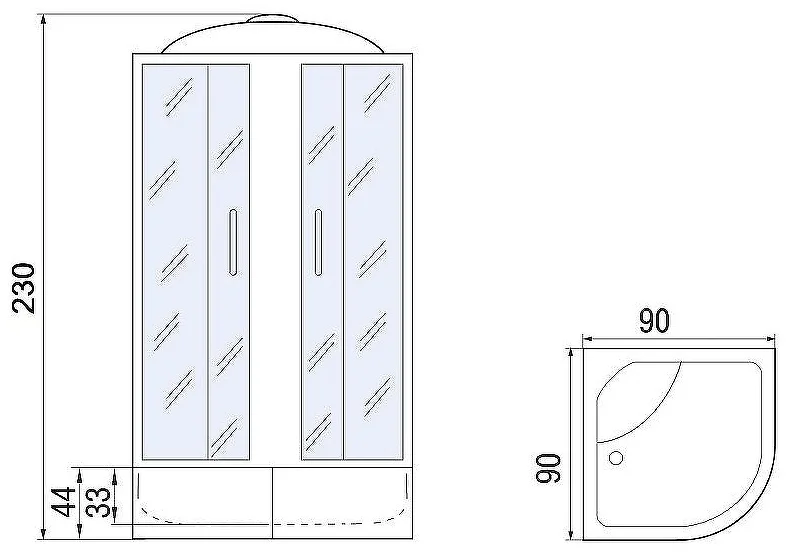 Душевая кабина Мономах XL 90/44 С МЗ 90х90х230см купить,412100