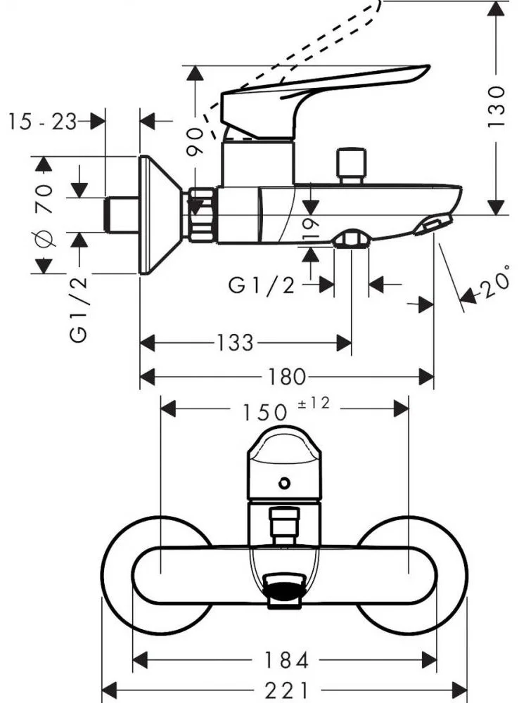 Смеситель для ванны Hansgrohe Logis E 71403000 хром
