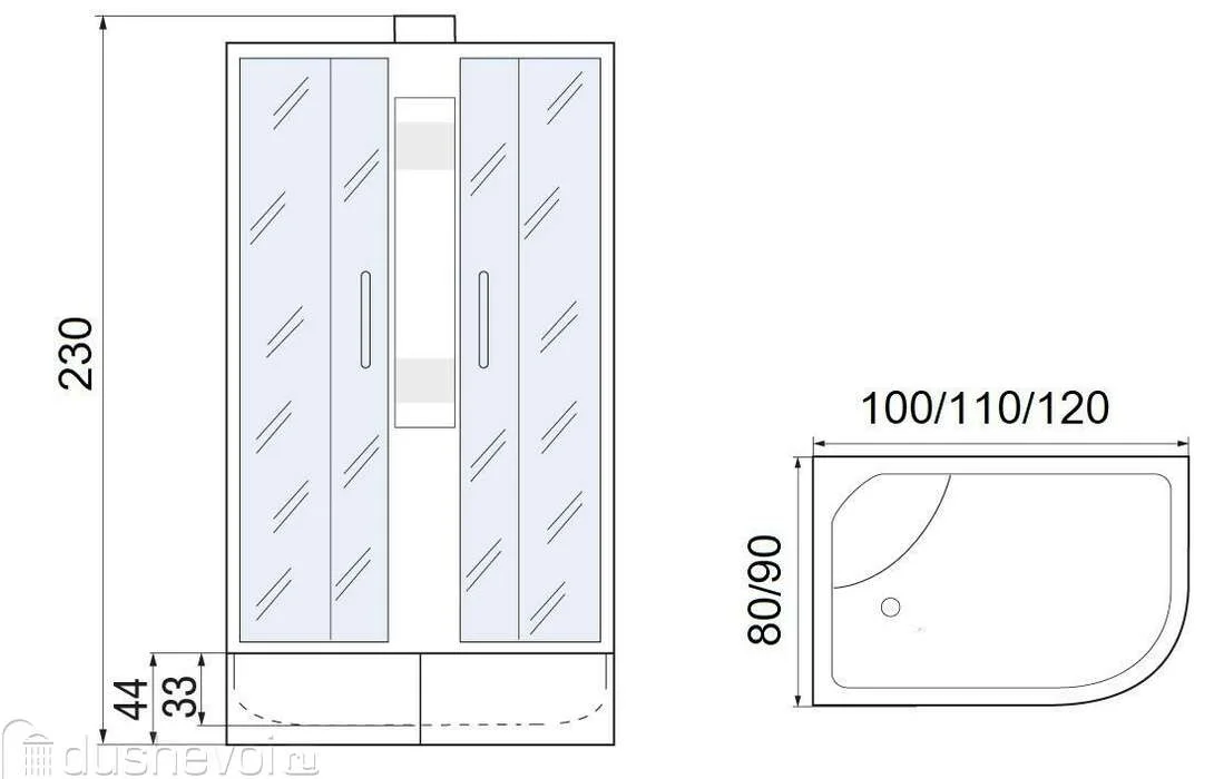 Душевая кабина Мономах XL Б/К 120/80/44 МЗ R 120х80х230см купить,432500