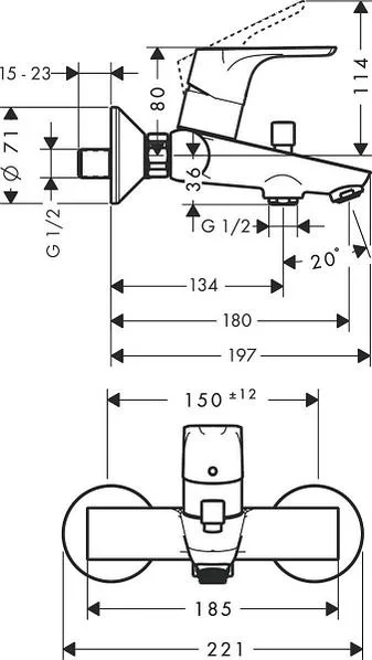 Смеситель для ванны Hansgrohe Focus 31940000 хром