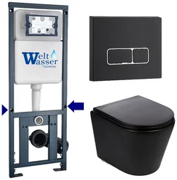 Инсталляция комплект WeltWasser MS41048 MARBERG 410 + SALZBACH 043 MT-BL + MAR 410 SE MT-BL черный