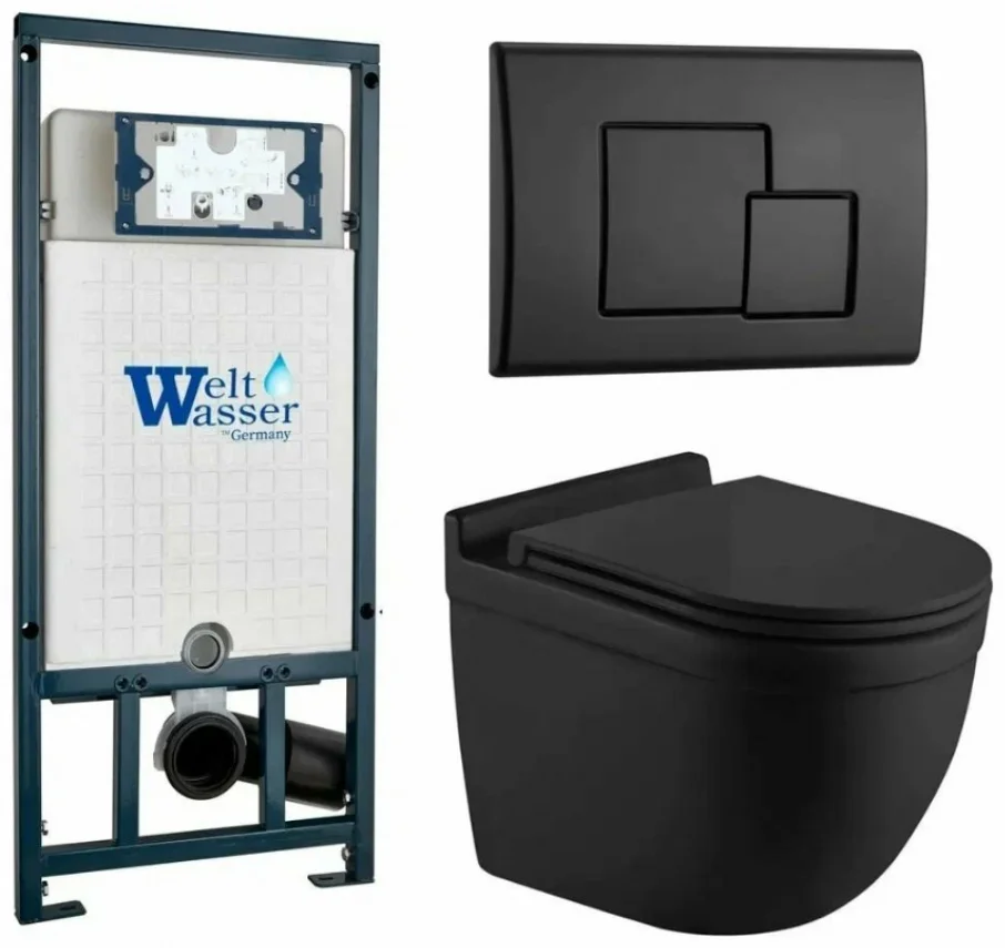Инсталляция комплект WeltWasser MH50748 MARBERG 507 + HEIMBACH 043 MT-BL + MAR 507 SE MT-BL черный