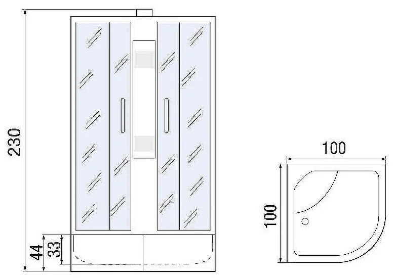 Душевая кабина Мономах XL Б/К 100/44 С МЗ 100х100х230см купить,391700