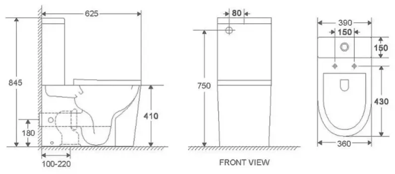 Унитаз-компакт WeltWasser WW SALZBACH 011 MT-BL 62.5х39х84.5см черный