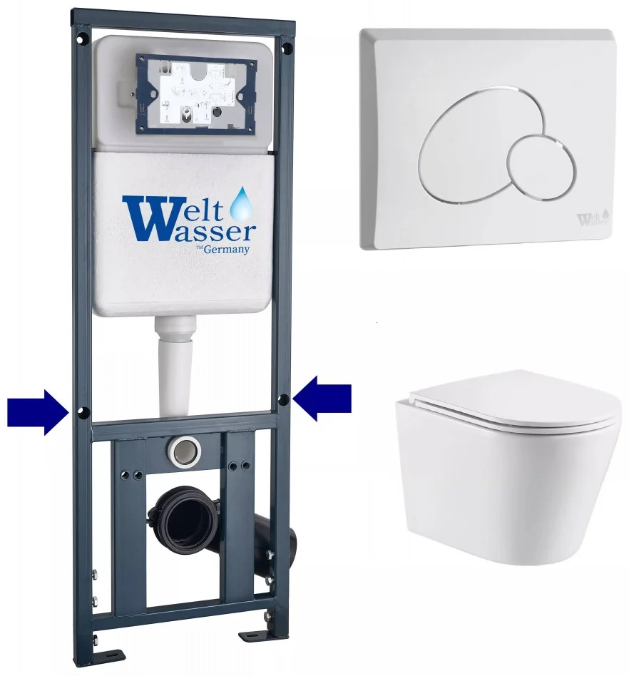 Инсталляция комплект WeltWasser MS41038 MARBERG 410 + SALZBACH 043 GL-WT + MAR 410 RD GL-WT белый