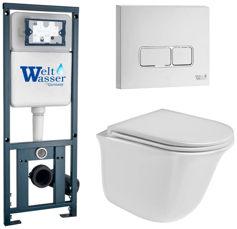 Инсталляция комплект WeltWasser MT4105 MARBERG 410 + TELBACH 004 GL-WT + MAR 410 SE GL-WT белый
