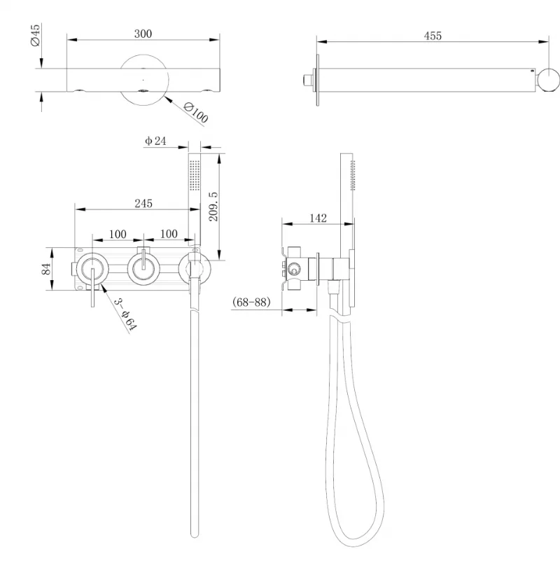 Душевая система Abber Perfekte 316 AF8A18BG золотистый