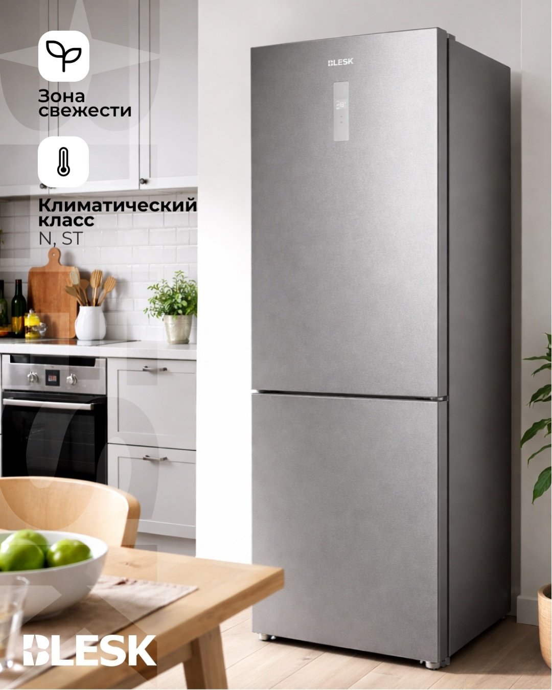 Холодильник Blesk BL-IN468FXST серый купить,NaN