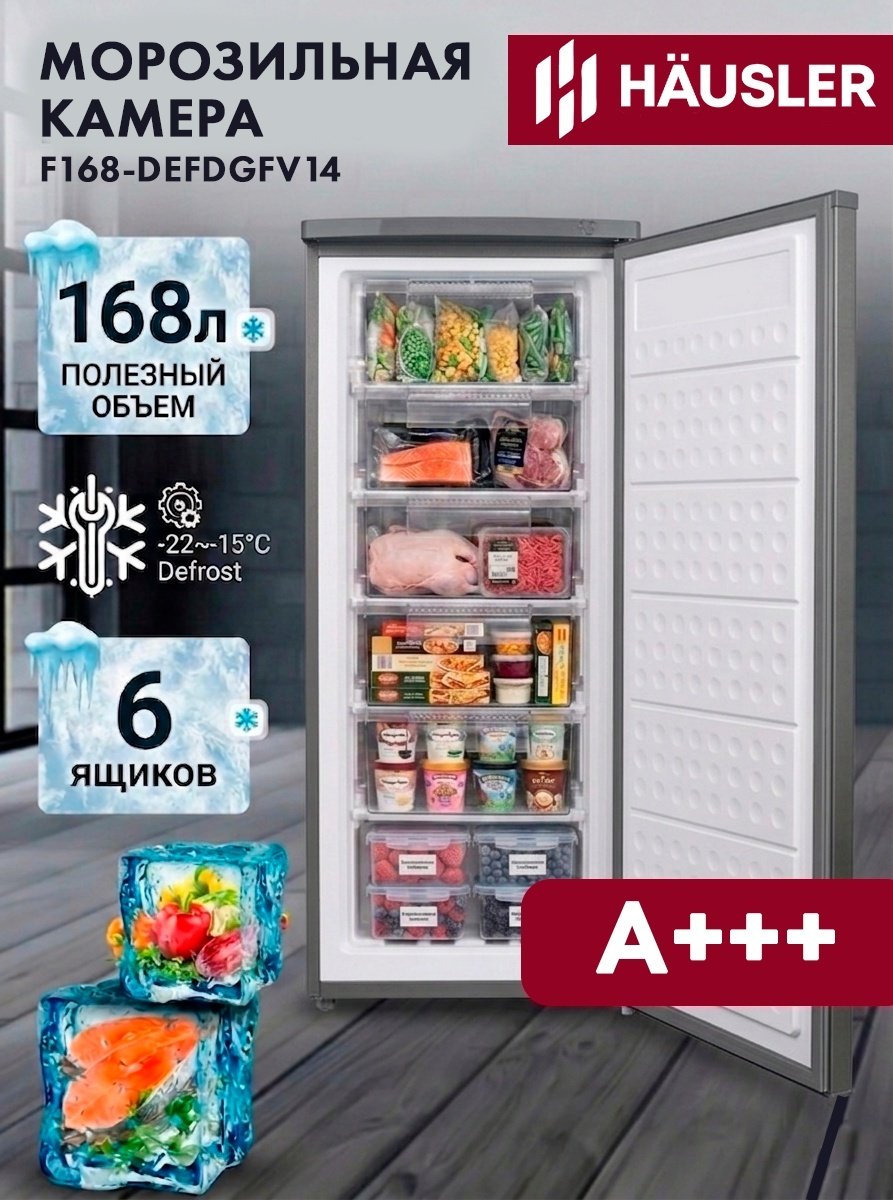 Морозильник HAUSLER F168-DEFDGFV14 168 л антрацит купить,NaN