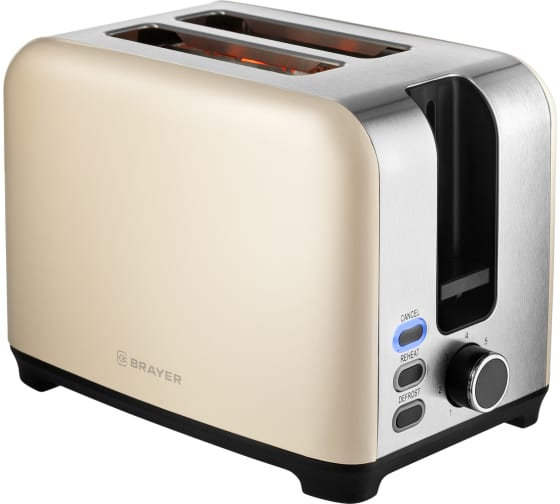 Тостер Brayer BR2111 бежево-серебристый