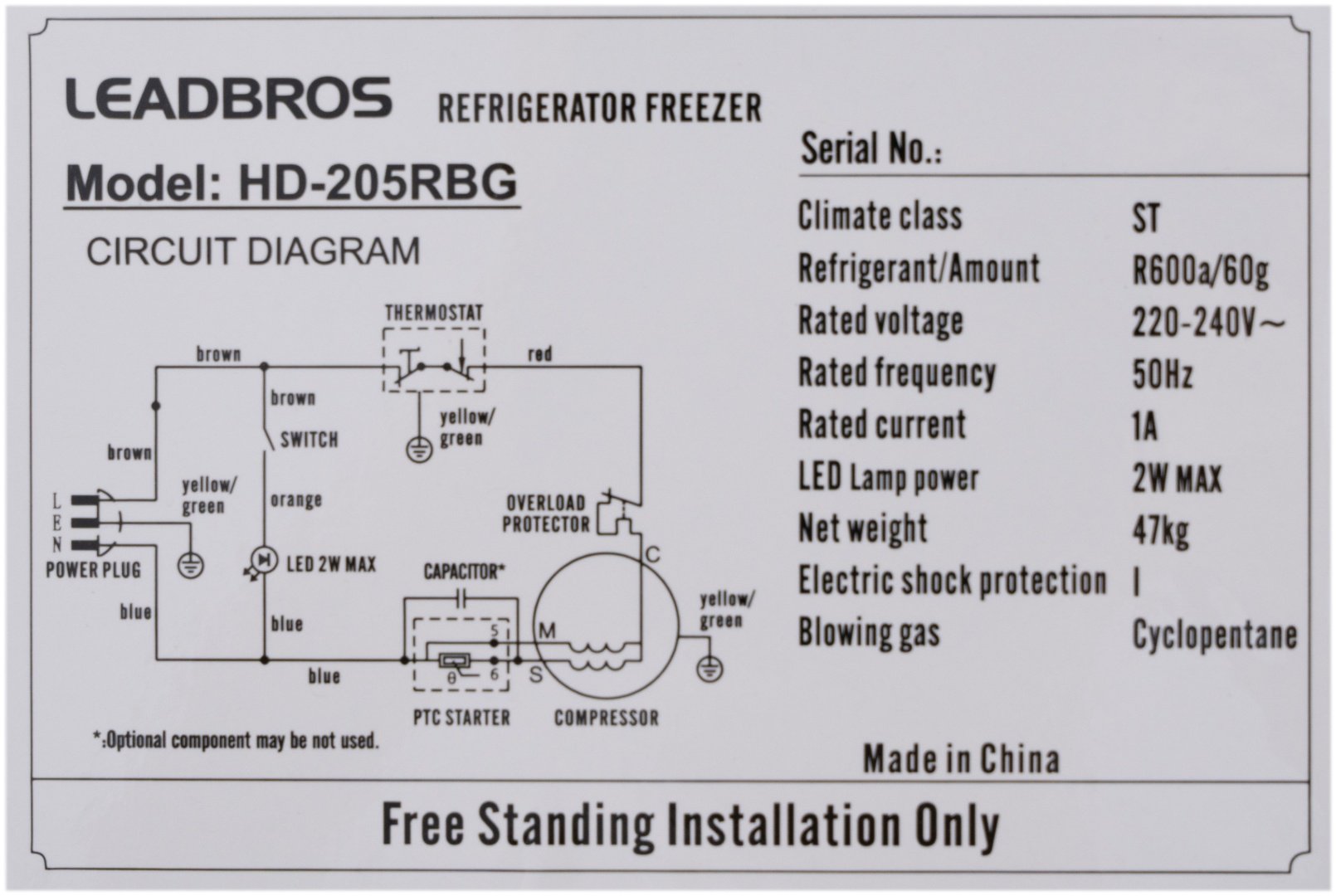 Холодильник Leadbros HD-205RBG черный - ForteMarket Холодильник Leadbros HD-205RBG черный купить,0