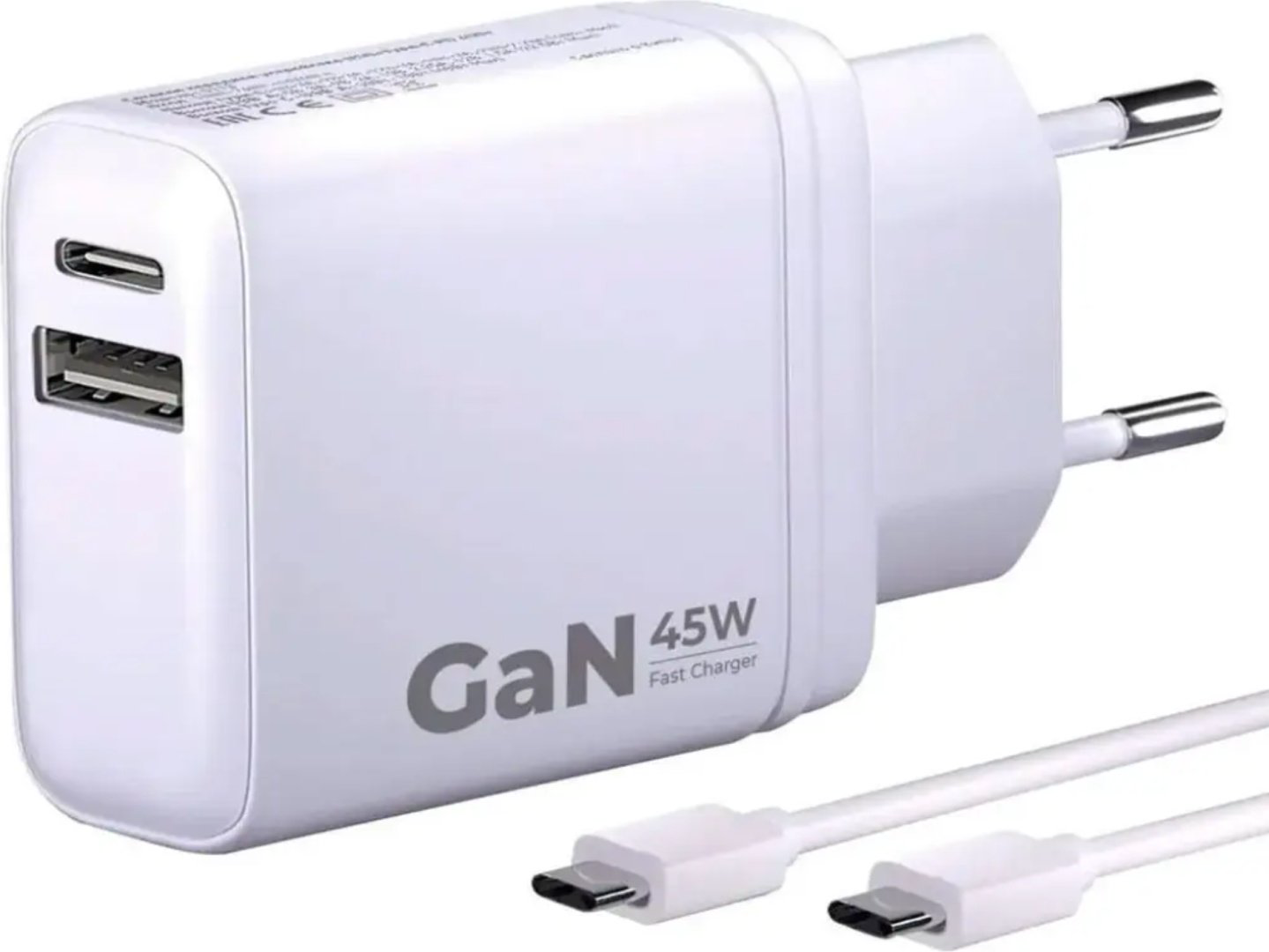Зарядное устройство BoraSCO Super Charge PD+QC 45W Type-C - Type-C White (52389) USB Type-C, USB белый купить,15990