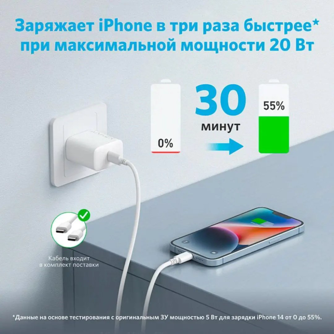 Зарядное устройство Anker B2347 USB Type-C белый купить,NaN