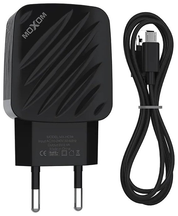 Зарядное устройство Moxom HC-94 micro USB, USB черный