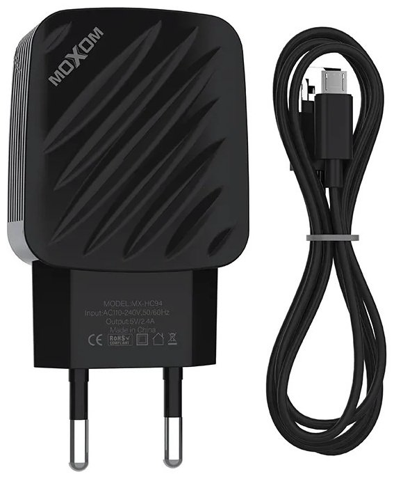 Зарядное устройство Moxom HC-94 micro USB, USB черный купить,NaN