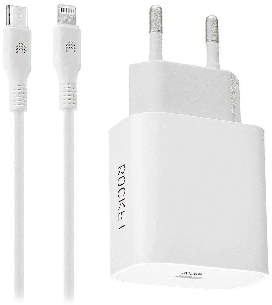 Зарядное устройство Rocket RWCC504WH20CL-C USB Type-C белый