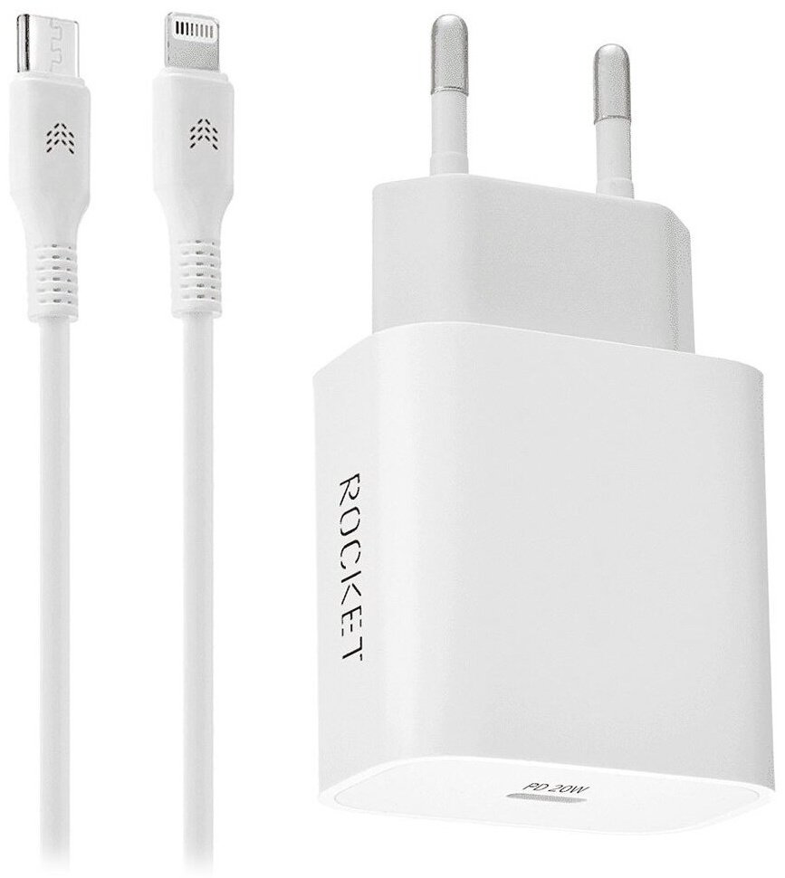 Зарядное устройство Rocket RWCC504WH20CL-C USB Type-C белый купить,NaN