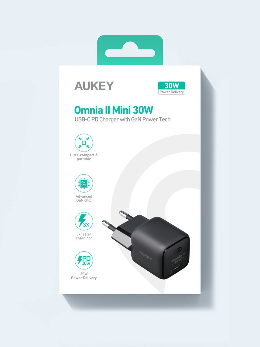 Зарядное устройство Aukey VoltApex II Mini 30W PA-B1L USB Type-C черный купить,NaN