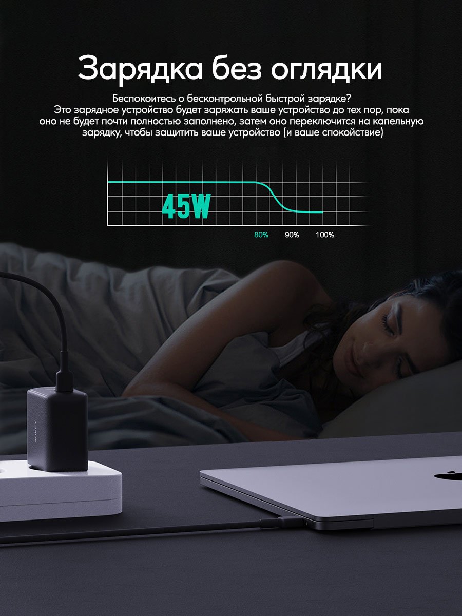 Зарядное устройство Aukey Omnia II 45W PA-B4T USB Type-C черный - ForteMarket Зарядное устройство Aukey Omnia II 45W PA-B4T USB Type-C черный купить,0