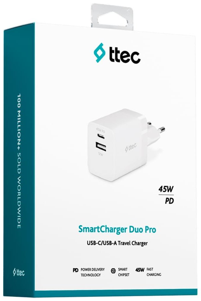 Зарядное устройство TTEC SmartCharger Duo PD 45W белый