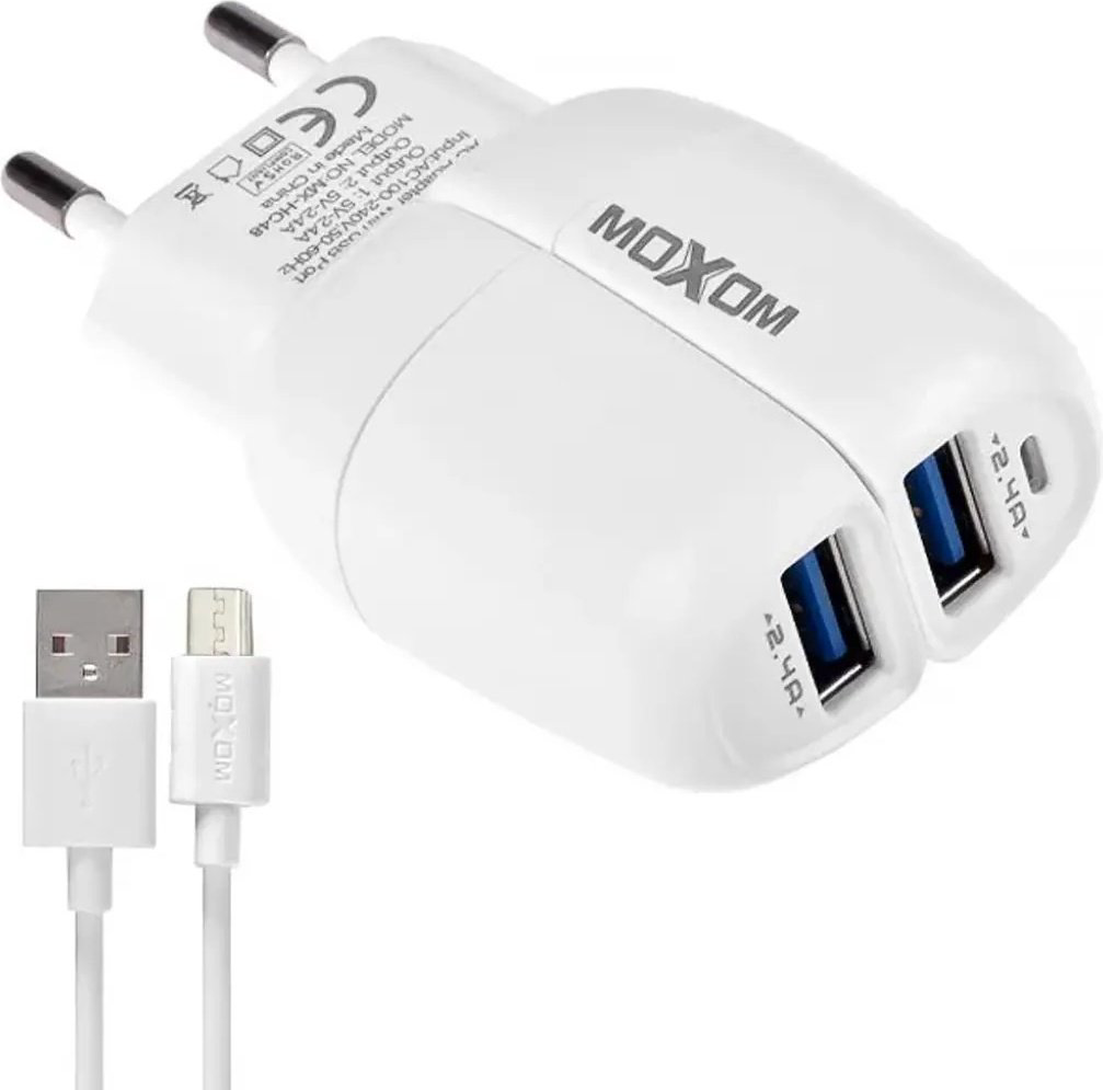 Зарядное устройство Moxom MX-HC48 micro USB белый купить,NaN
