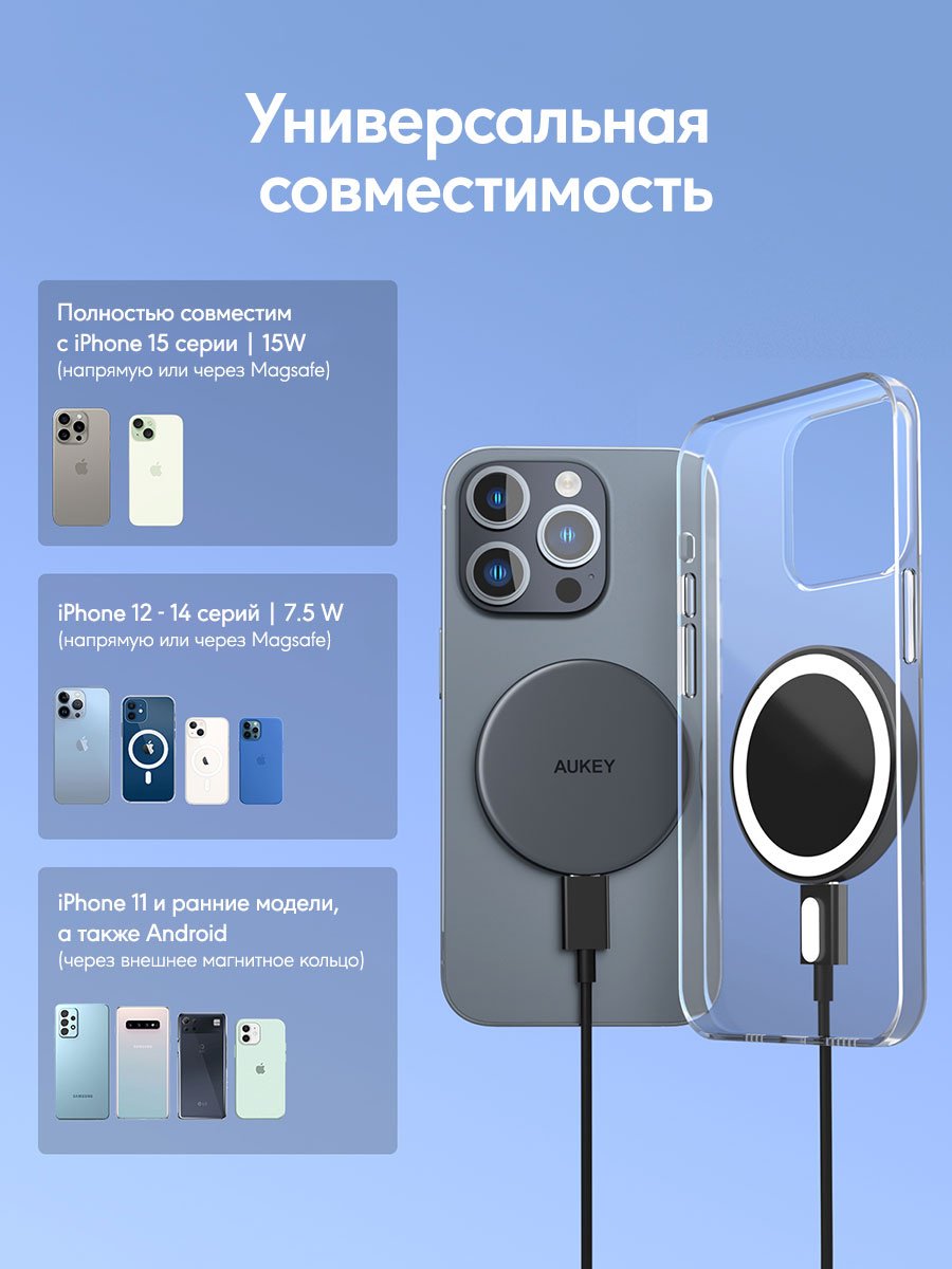 Зарядное устройство Aukey LC-MC10 MagFusion Aura USB Type-C Grey - ForteMarket Зарядное устройство Aukey LC-MC10 MagFusion Aura USB Type-C Grey купить,0