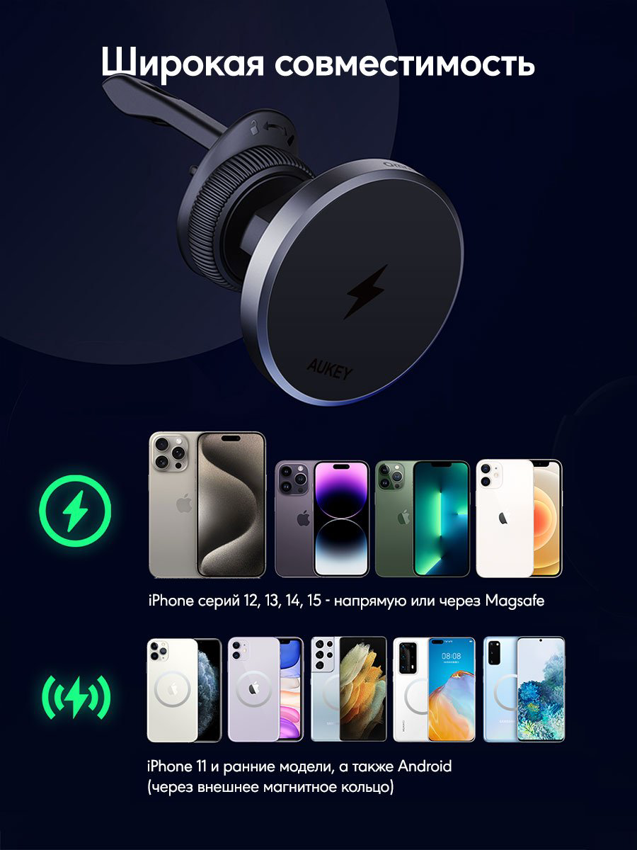 Зарядное устройство Aukey MagFusion Dash HD-MC13 USB Type-C серый купить,NaN