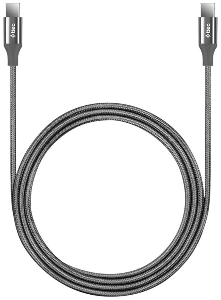 Кабель TTEC USB TypeC (F), USB TypeC (M) серый купить,NaN