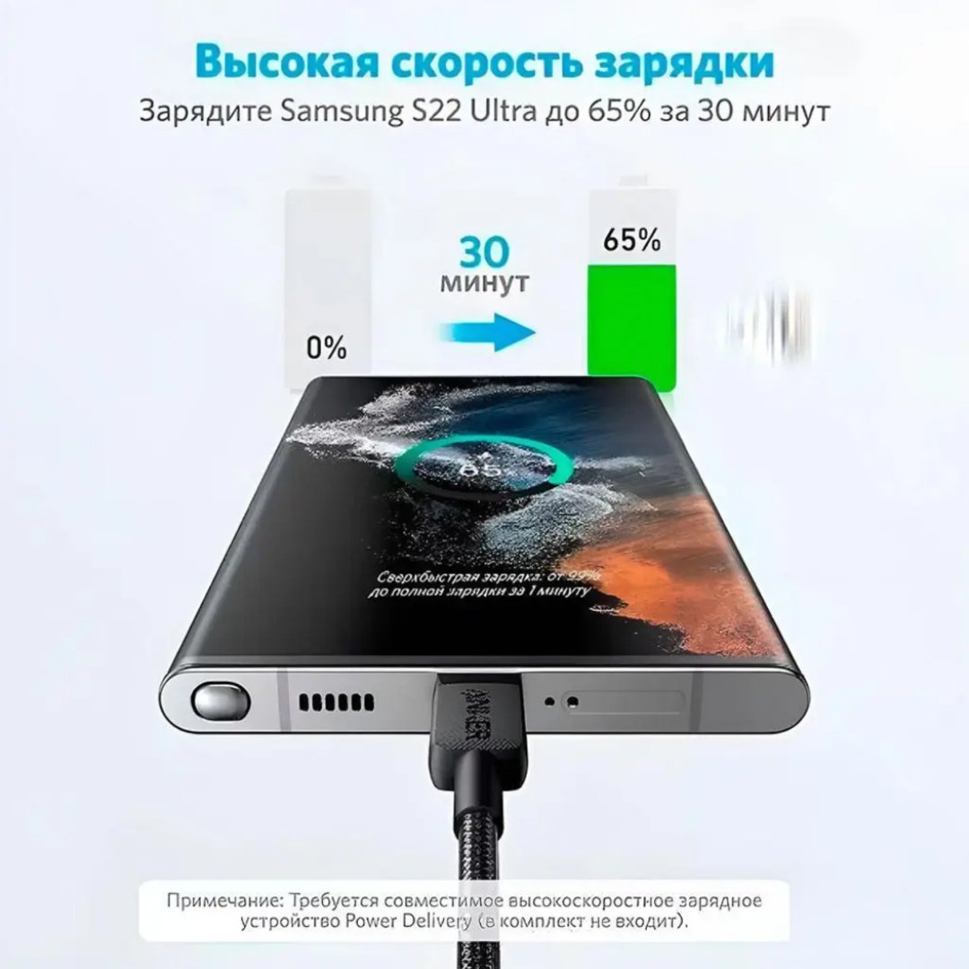 Кабель Anker USB TypeC (M) черный купить,0