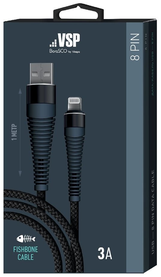 Кабель BoraSCO Lightning (M), USB 2.0 (M) черный - ForteMarket Кабель BoraSCO Lightning (M), USB 2.0 (M) черный купить,0