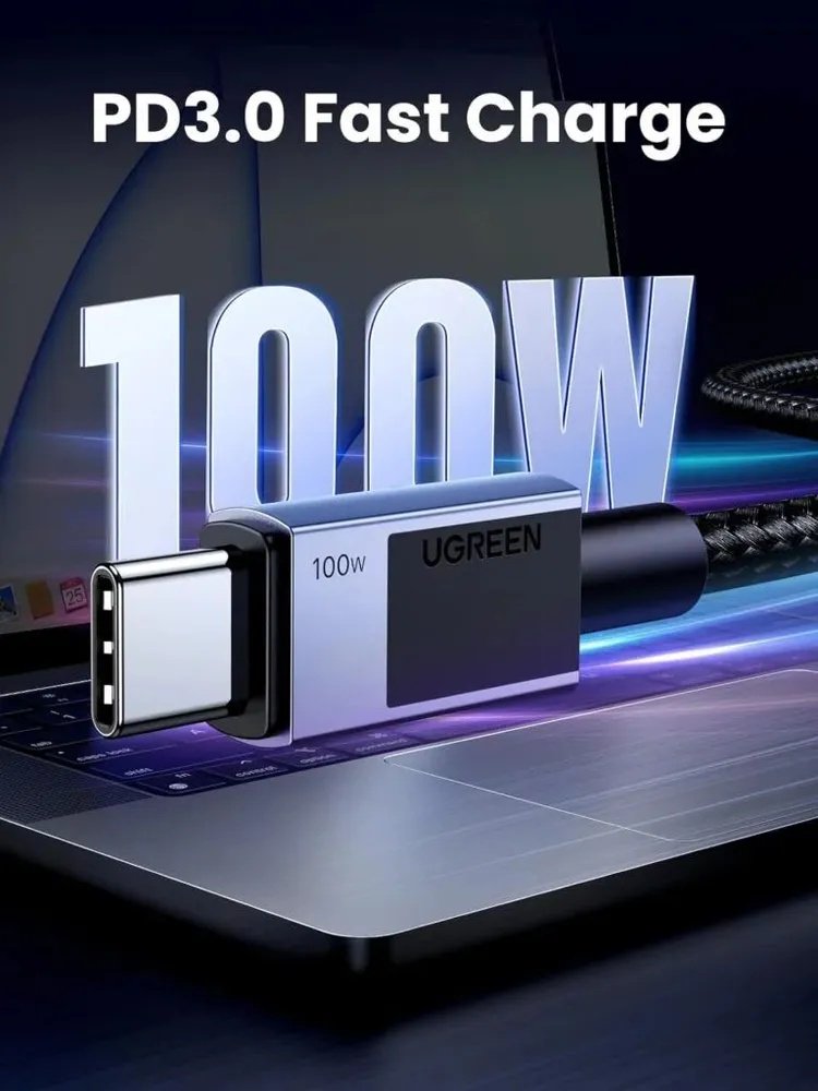 Кабель Ugreen USB TypeC (F), USB TypeC (M) черный