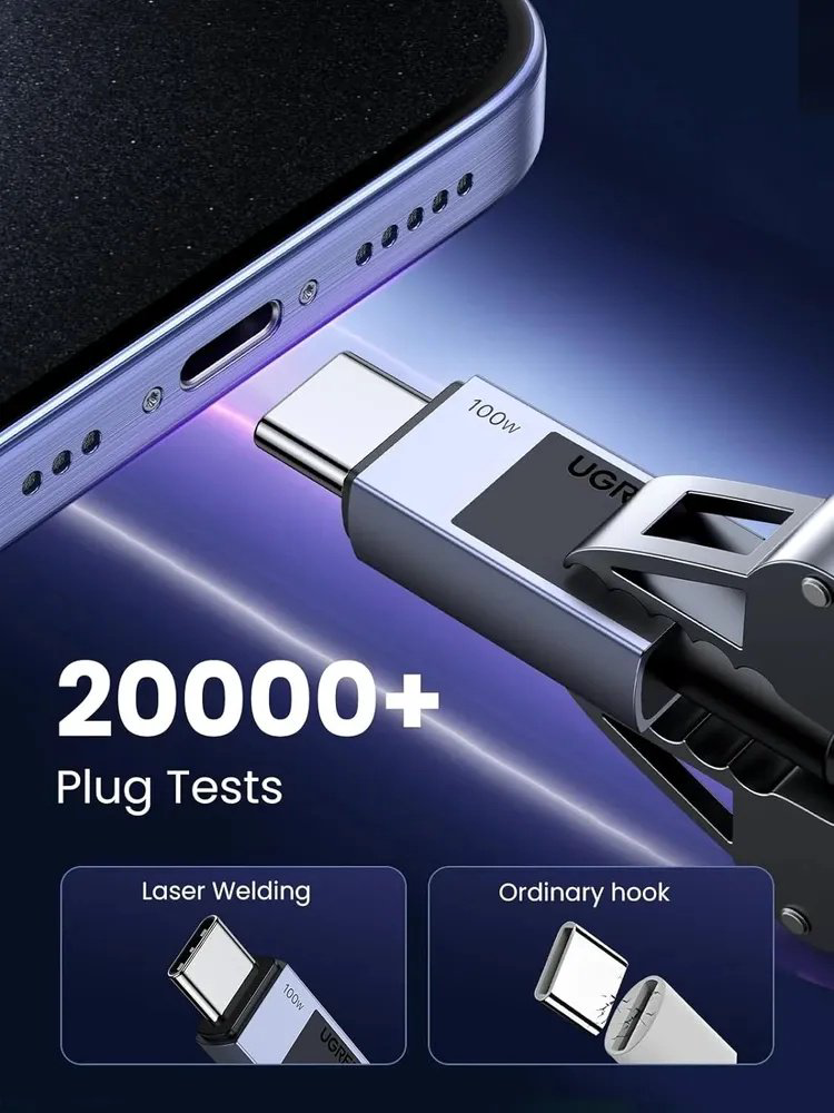 Кабель Ugreen USB TypeC (F), USB TypeC (M) черный купить,NaN
