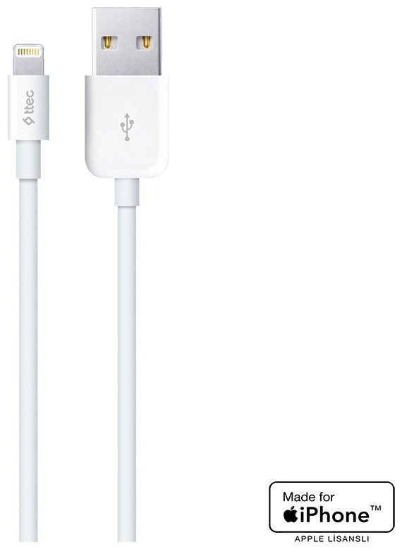 Кабель TTEC Lightning (M), USB Type-A (M) белый купить,0