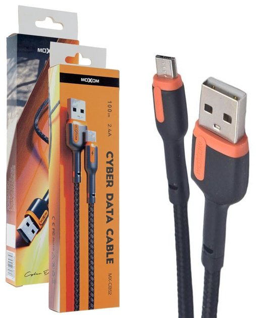 Кабель Moxom USB 2.0 (M), micro-USB 2.0 (M) черный купить,NaN