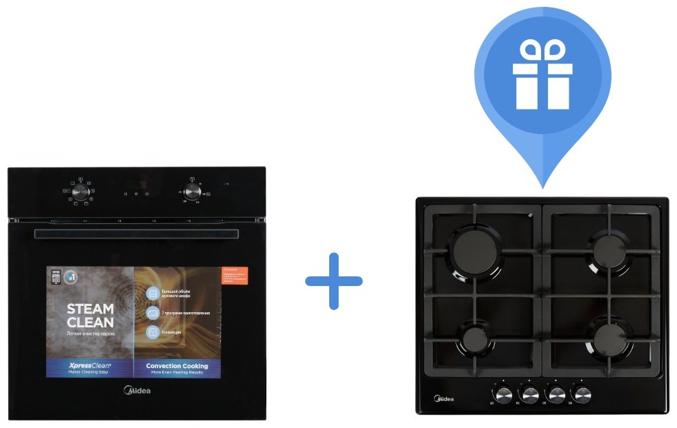 Духовой шкаф Midea MO67000 GB + варочная поверхность Midea MG606 B черный