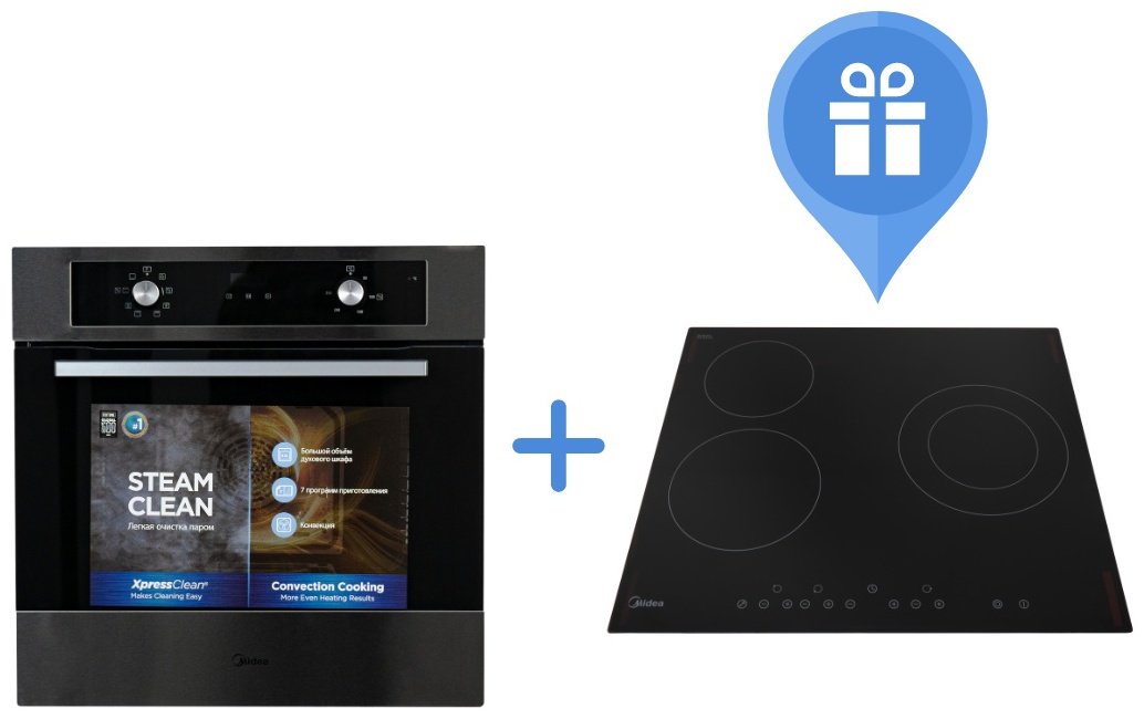 Духовой шкаф Midea MO670A4 X + варочная поверхность Midea MCH-B632C серый
