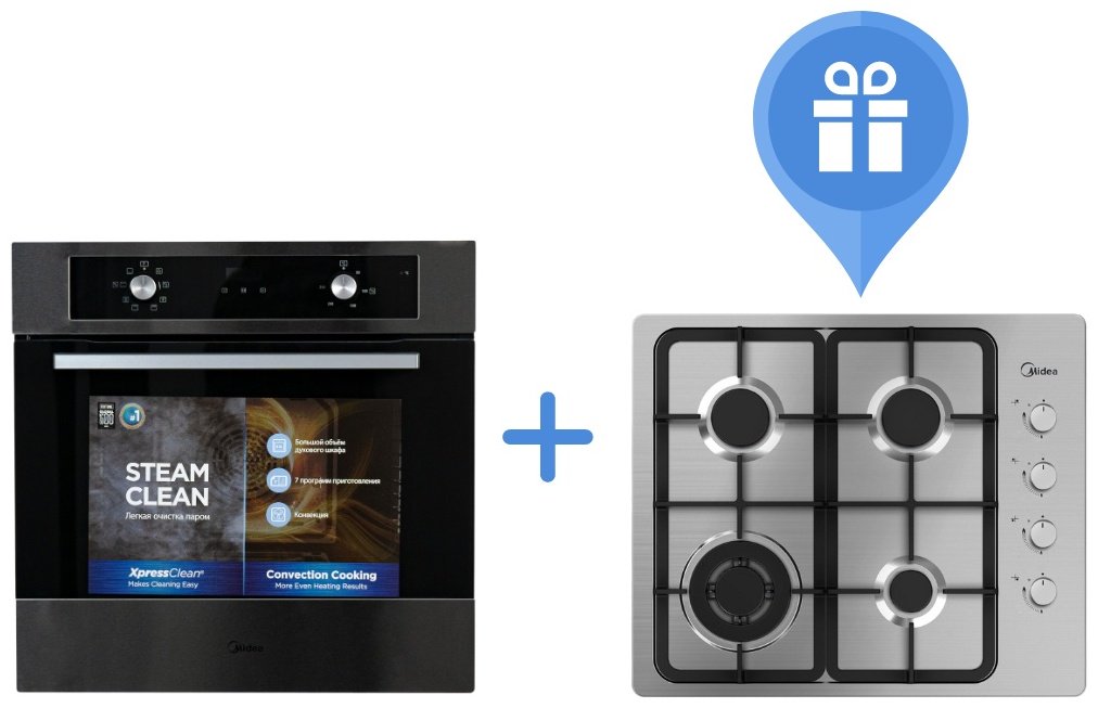 Духовой шкаф Midea MO670A4 X + варочная поверхность Midea MG613T X серый