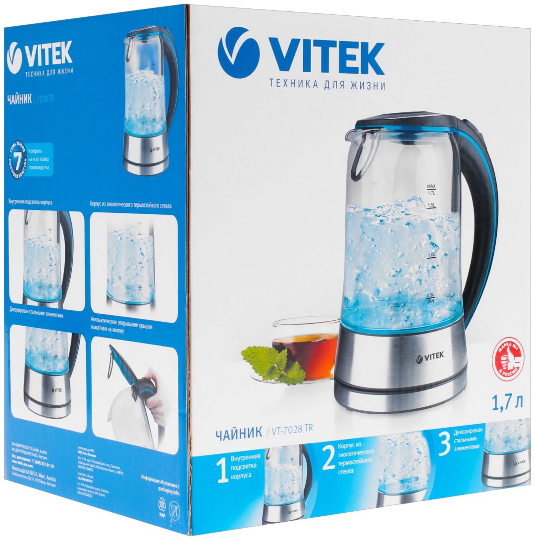 Электрочайник Vitek VT-7028 серебристый купить,NaN