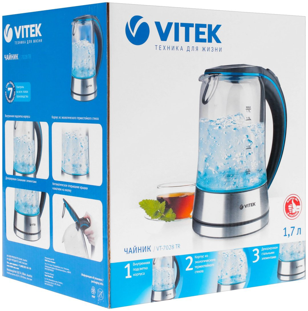 Электрочайник Vitek VT-7028 серебристый купить,NaN