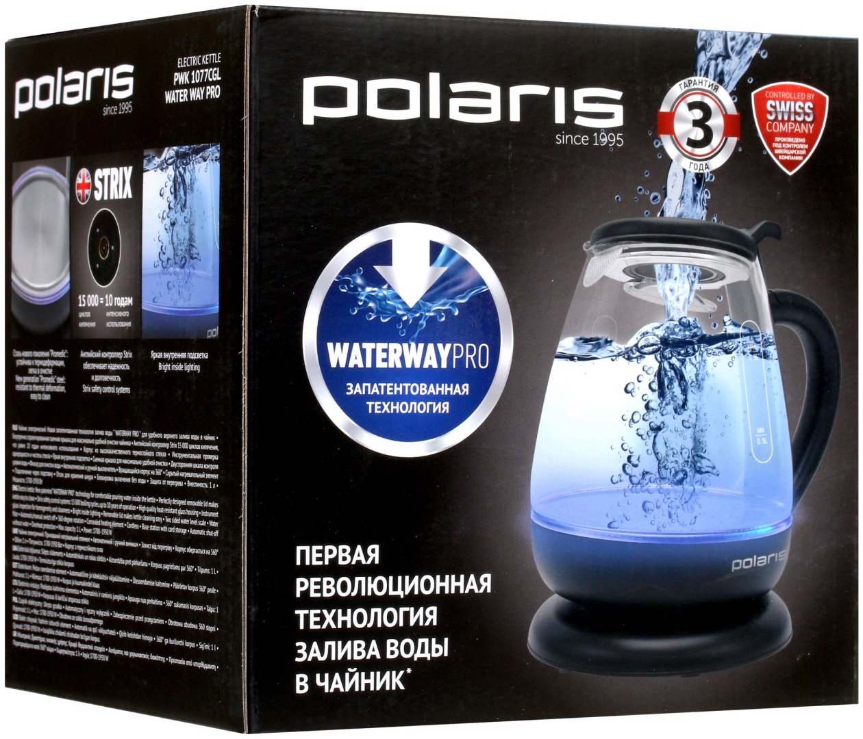Электрочайник Polaris PWK 1077CGL черный купить,0