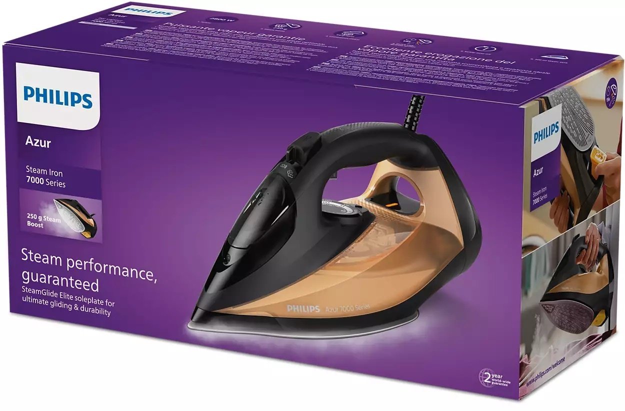 Утюг Philips Azur 7000 DST7040/80 черный, золотистый - ForteMarket Утюг Philips Azur 7000 DST7040/80 черный, золотистый купить,0