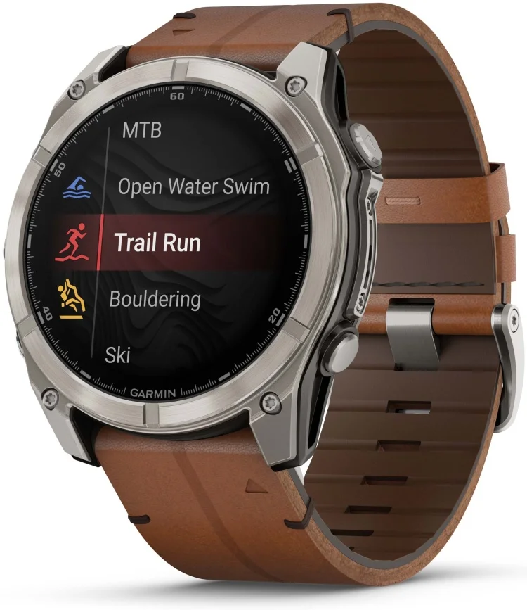 Смарт-часы Garmin Fenix 8X 010-02905-40 51mm Sapphire Bare Titanium Black with Chestnut Leather Band